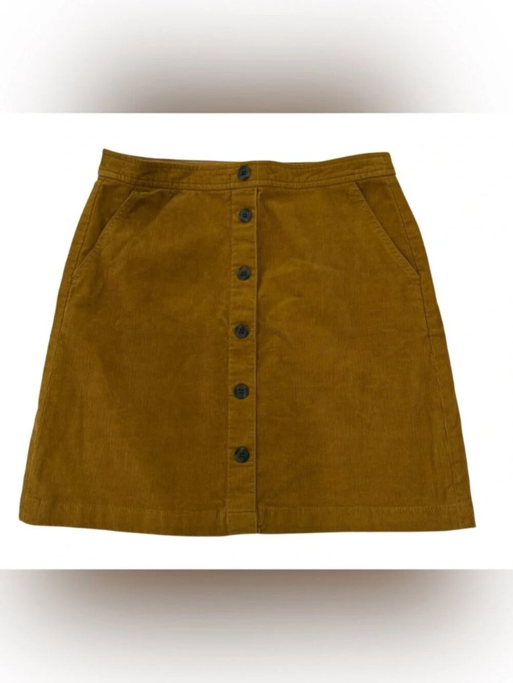 J.Crew Corduroy Button Front Mini Skirt Mustard Ochre Size 6 Fall